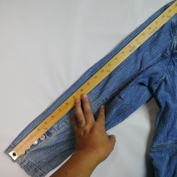 ST JOHNS BAY Womens Size 1X Denim Stretch Button Mid-Length Jacket Embroidered - Picture 12 of 15